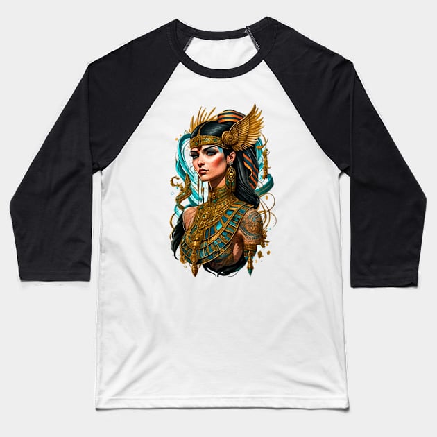 Fantastical Cleopatra Profile Baseball T-Shirt by ALM Artbox